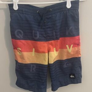 Quiksilver Navy and Multicolor Striped Shorts